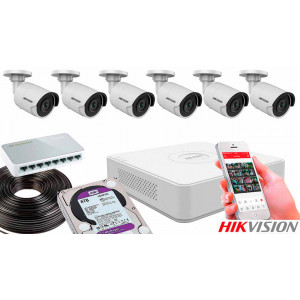 Комплект видеонаблюдения на 6 камер для улицы 8mp IP
